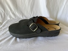 Romika Black Leather Slide On Clogs 39