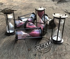 Vintage Bureau Laiton Verre Sable Minuterie Horloge Sablier Jeu D'Échecs