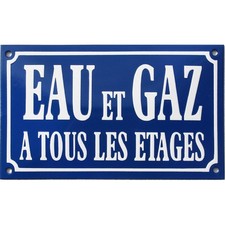 plaque de rue émaillée : EAU