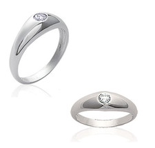 Bague Alliance jonc solitaire Argent Massif 925/1000 Bijoux Hommes / Femmes