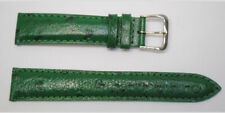 bracelet montre cuir 18 mm couleur vert grain autruche bombé