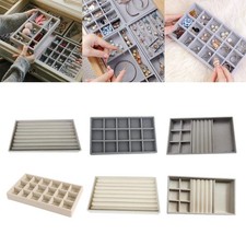 Plateau à bijoux Boîte de rangement polyvalente en velours Vitrine pour