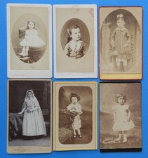 Lot x6 old photos, CDV format, portraits of children (little girls)
