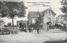 Old postcard large cement pipe factory LACHAUD threads