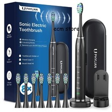 PHYLIAN Brosse A Dent Electrique Sonique Rechargeable 5 Modes+8 Brossettes /EBQH