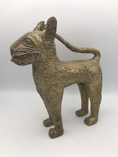 Statue PANTHÈRE , LÉOPARD En BRONZE Royaume Bénin Nigéria ART Africain - 24 Cm