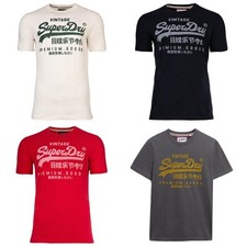 Superdry Homme T-Shirt - VI Classic Tee, Logo, Col Rond, Uni