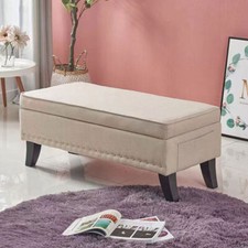 Pouf Banc de Rangement en Lin