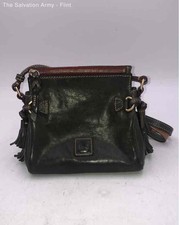 Dooney & Bourke Womens Dark Green Leather Adjustable Strap Crossbody Bag Small