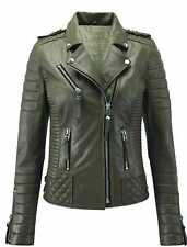 Blouson motard vert 100 % cuir