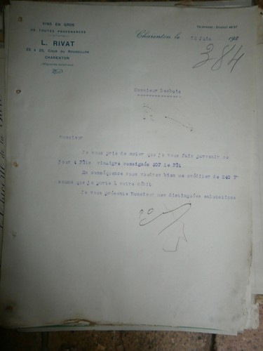 Ancienne facture vins gros - ,