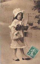 CP HAPPY YEAR ELEGANT LITTLE GIRL WITH GIFTS TREE BRANCH - 61463