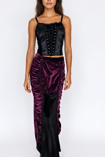 Jupe maxi rassemblée velours - rassemblée,
