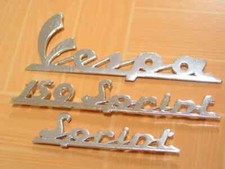 Vespa 150cc Sprint Scooter Vintage Badges Script Emblem 3 pieces for 1 set NEW