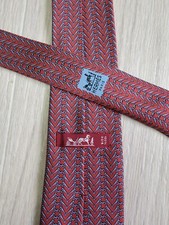 Authentic Hermes Men Silk Tie Equestrian Horse Tack Red 753 UA Necktie Cravate
