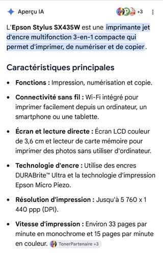 Epson stylus sx435w imprimante - epson,