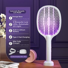 USB Rechargeable 2-in-1 Vertical Electric Mosquito Swatter LED Killer