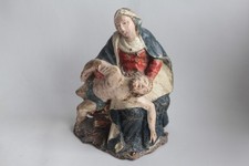 Antique Pieta Virgin of Piety Polychrome Wood Sculpture (72880)