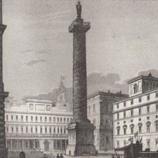 Rome Column Square Architecture Decoration - Original Engraving 19th Century