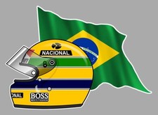 Ayrton SENNA Brazil Flag left helmet Sticker vinyle laminé gauche