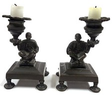 Bougeoirs En Bronze Antique -