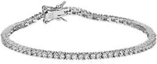 ANTI TARNISH 925 Sterling Silver Micro Skinny 2mm 1 Row CZ Tennis Bracelet 6.5''