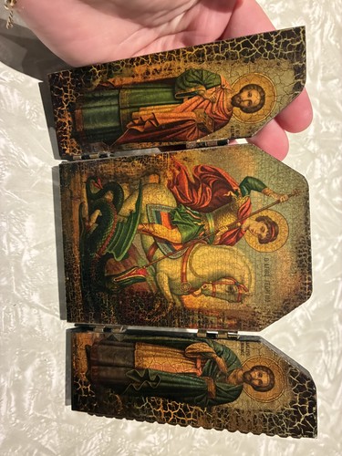 Triptyque religieux bois - triptyque, en