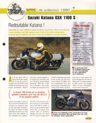 Fiche moto suzuki gsx 1100 - fiche, :