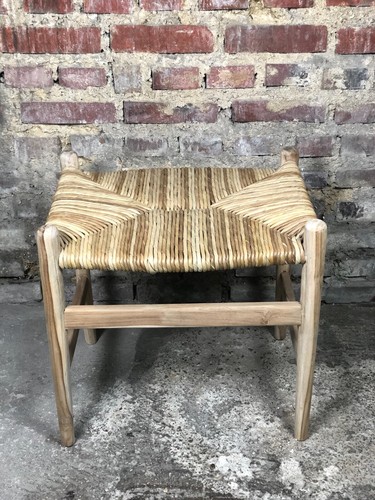 Tabouret paillé teck - tabouret, en