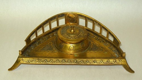 Antique inkwell gilt bronze - antique,