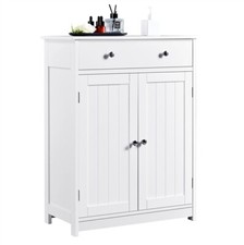 Armoire de Salle de Bain Blanc Meuble de Rangement Commode Buffet 3 Etagères