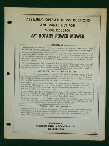 Western tool rotary mower - tool, 22"