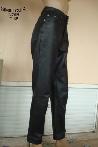 Jeans pantalon simili cuir - ,