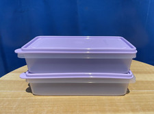 Tupperware Stackable Stak N Store Rectangular  2L/8cup each Refry Lilac Set of 2