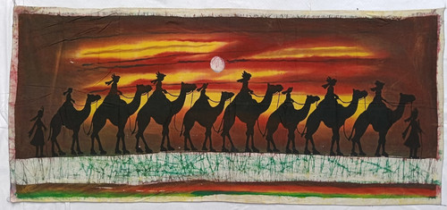 Batik dromadaires soleil fait - batik,