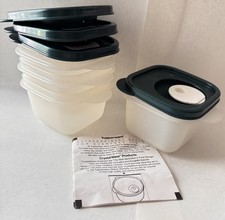 Tupperware CrystalWave (2) 1.25 cup / 275 ml (2) .75 cup / 175 ml Square New NOS