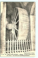 S04-4129, MONT SAINT MICHEL, ABBEY, LA ROUE MONTE CHARGE, ANTIQUE POSTCARD