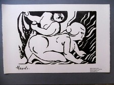 Manolo HUGUÉ FEMMES ATTISANT LE FEU Bois gravé wood cut 500 ex Nu erotisme
