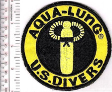 SCUBA Diving USA US Divers Aqua-Lung 1960 & 70's Patch Black on Yellow med