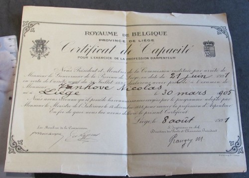 1921 surveyor diploma liège - 1921,
