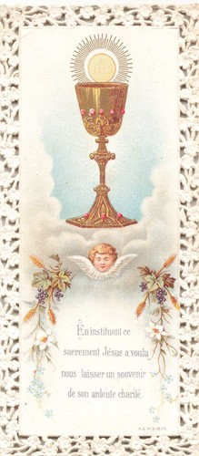 Ancienne image pieuse brodee - image,