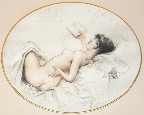Femme nue dessin sanguine - , +