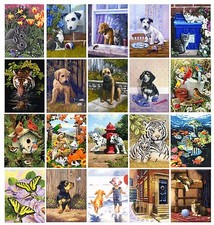 Peinture Par Nombre Kits Chien Chat Chiot & Animal A4 Acrylique Craft Ensembles