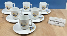 6 tasses et sous tasses café Porcelaine Limoges Jammet Seignolles Parabole Osaka