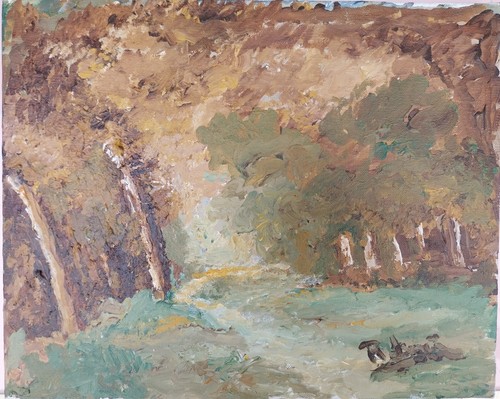 Paysage sous bois huile - ,