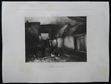 Antoine VOLLON : " La Charette de paille " - Grande gravure début XXème