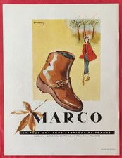 Press advertising 1950 shoes MARCO illustrator Jean HERVEY - LELEU furniture