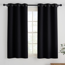 Rideaux Court Noir - Lot De 2 Rideaux Brise-Vue Épais Opaques avec Oeillets p...
