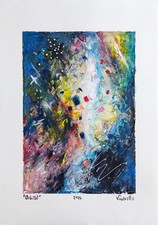 Orbital Contemporary Art Signed Chalk Oil Mixed Media Abstract Painting