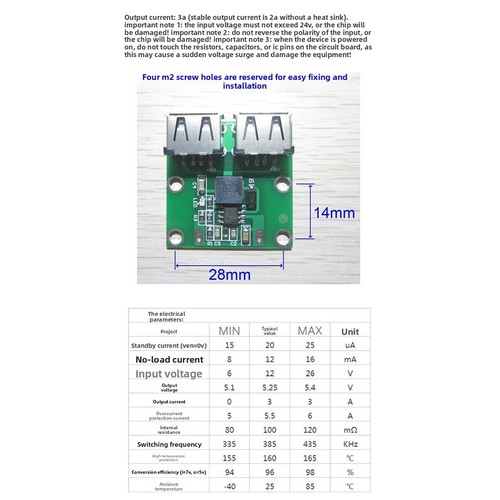 Module usb power step down - usb, 5v